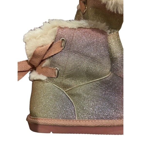 Lily & Dan Girls Faux Fur Rainbow Fur Boots Size 13/1 - Picture 2 of 5